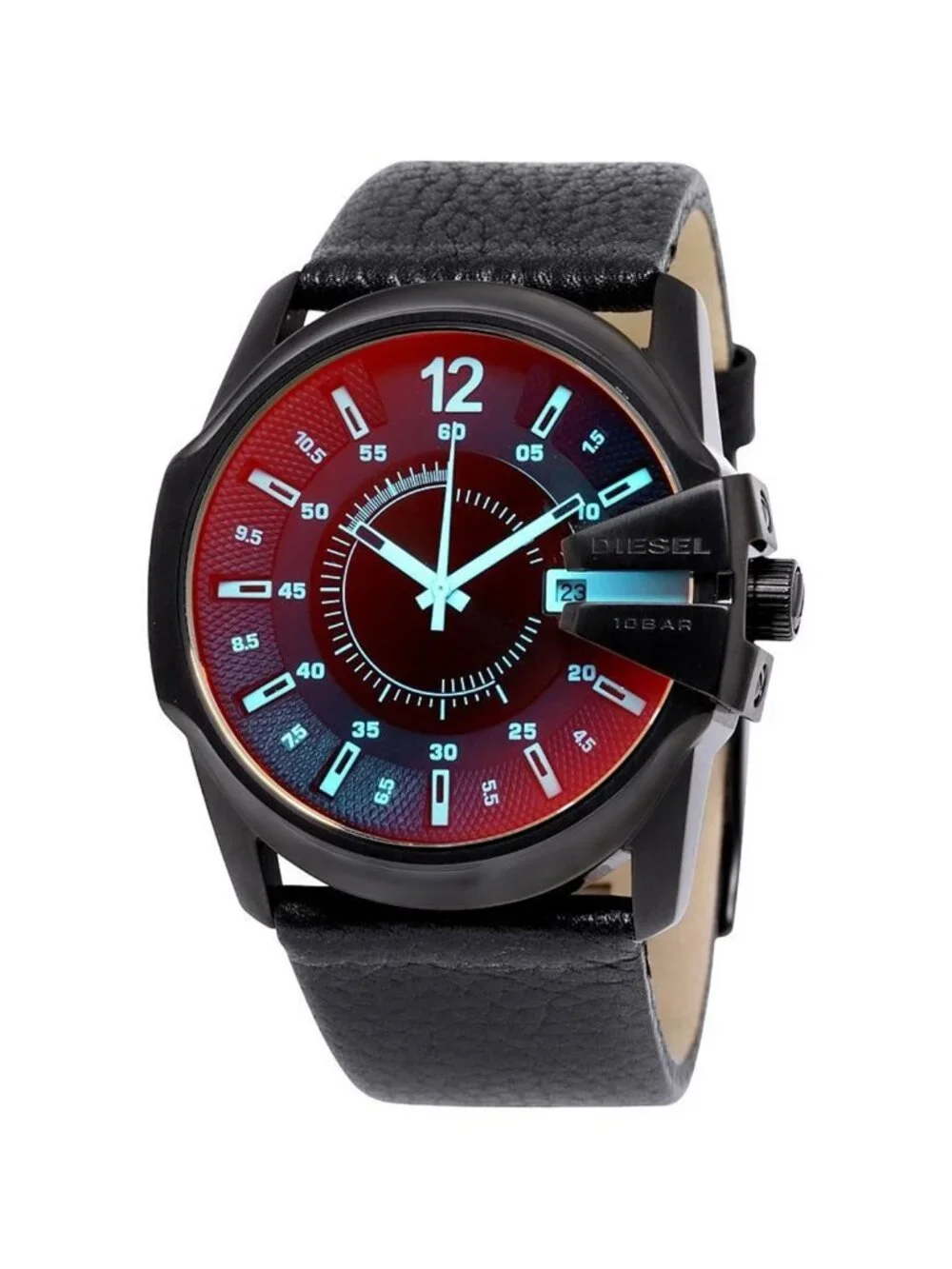 NWT Diesel Timeframe Iridescent Dial Leather Men's Watch